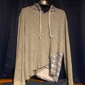 Mint green and teal plaid women’s hoodie